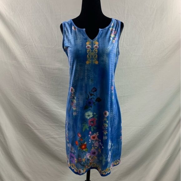Blue Boho Floral Print Mini Dress - Picture 6 of 6